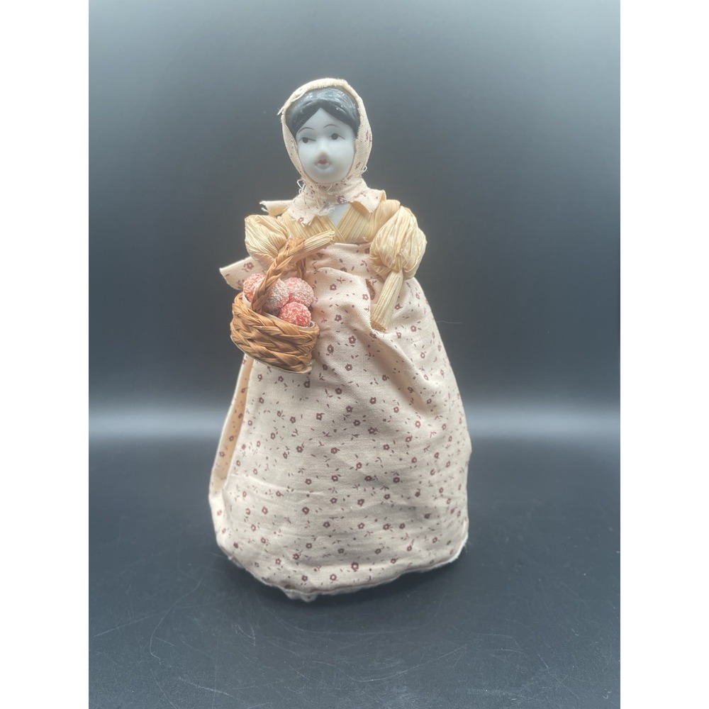 Vintage‎ Corn Husk Doll With A Porcelain Head